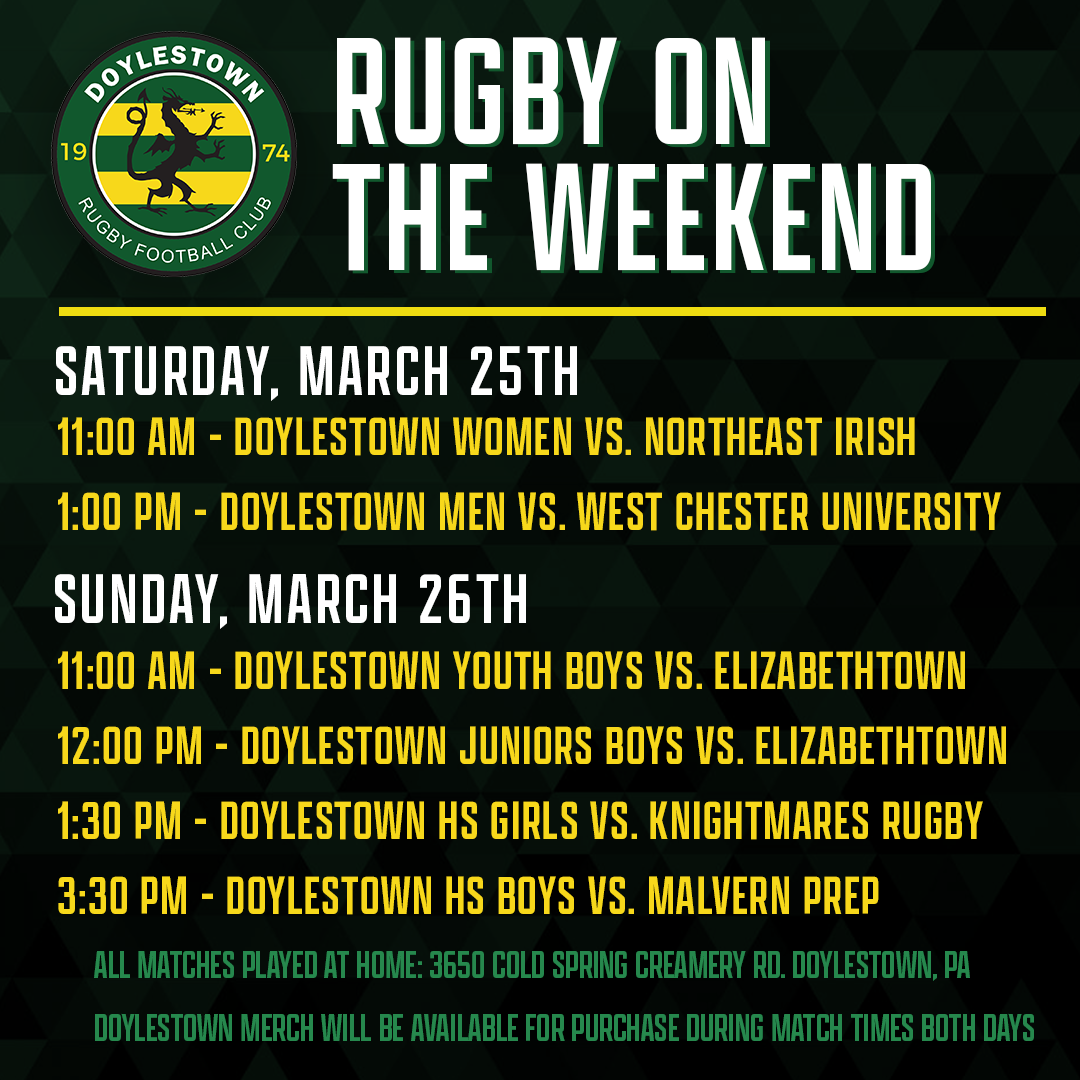 Rugby on the Weekend March 2526, 2023 Doylestown Rugby Football Club