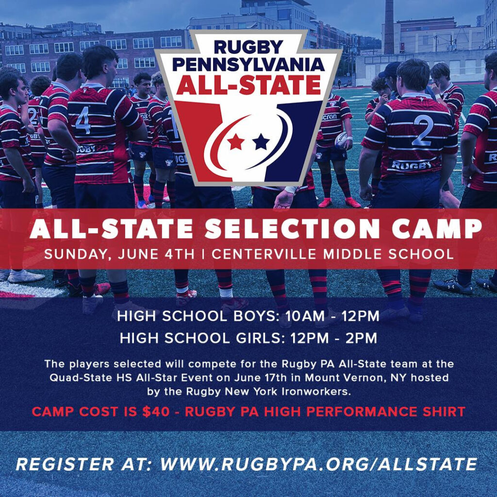 Rugby PA All-State Selection Camp Information - 2023